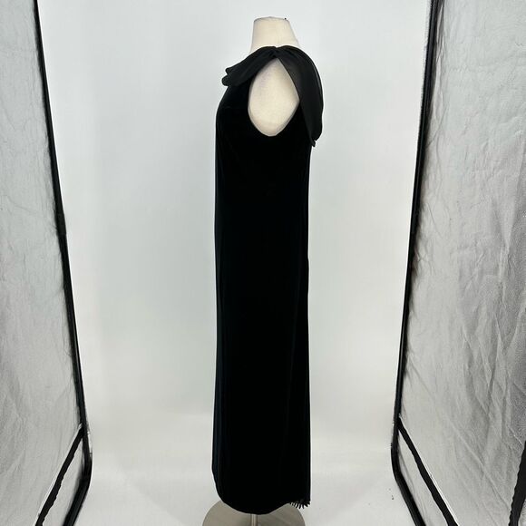 Vintage 90’s Robbie Bee Formal Dress Black Velvet Maxi Boat Neck Goth Size M - Picture 11 of 12